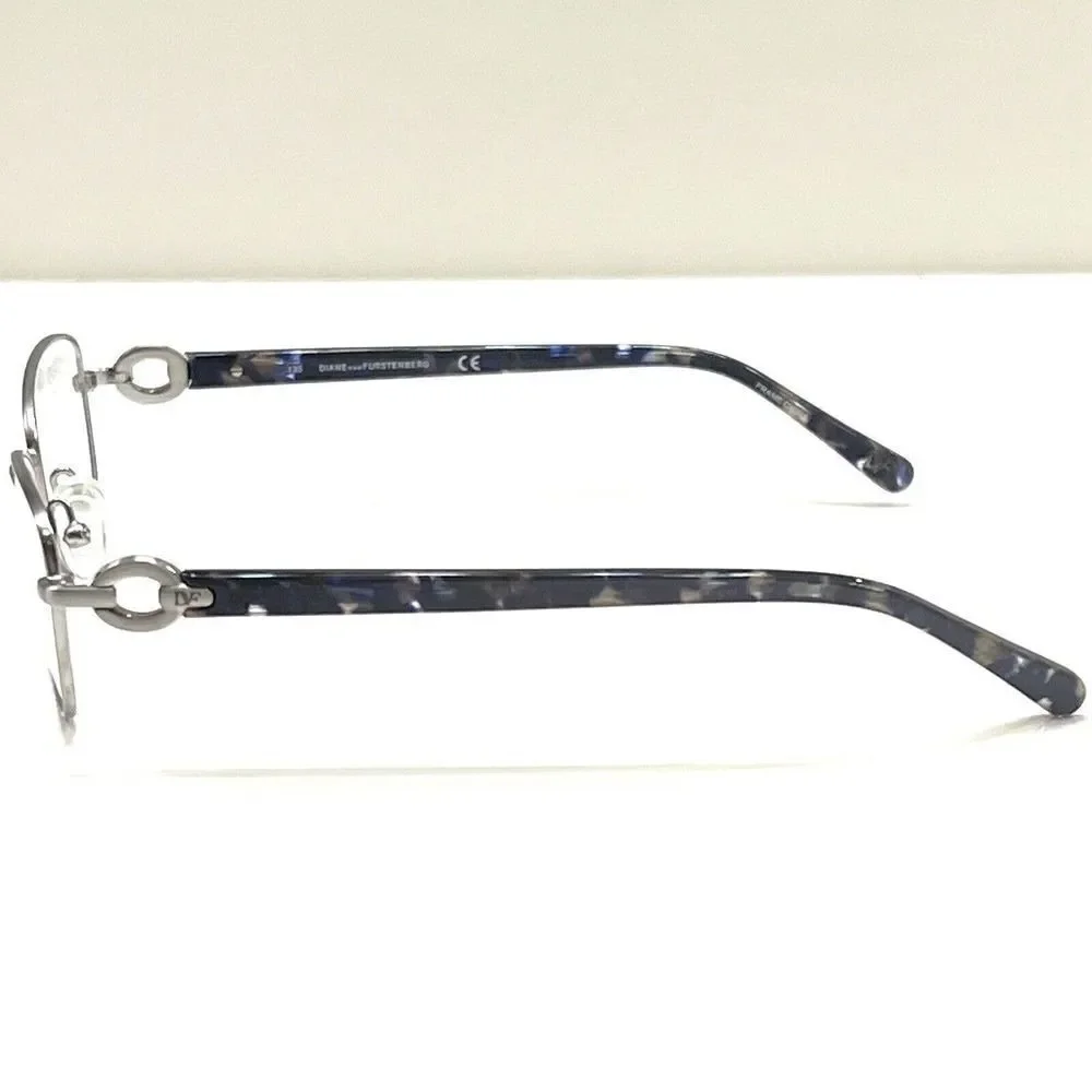 NEW Diane von Furstenberg DVF 8046 046 Matte Silver Eyeglasses Frames 51-16-135